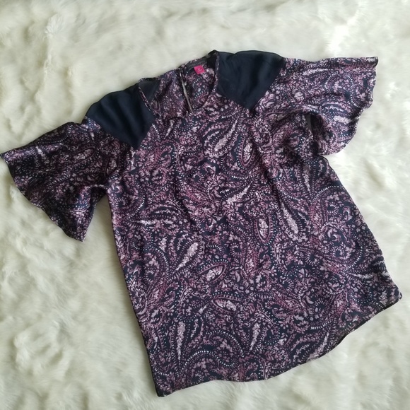 NEW Vince Camuto Paisley Muse Chiffon Blouse - Picture 2 of 5